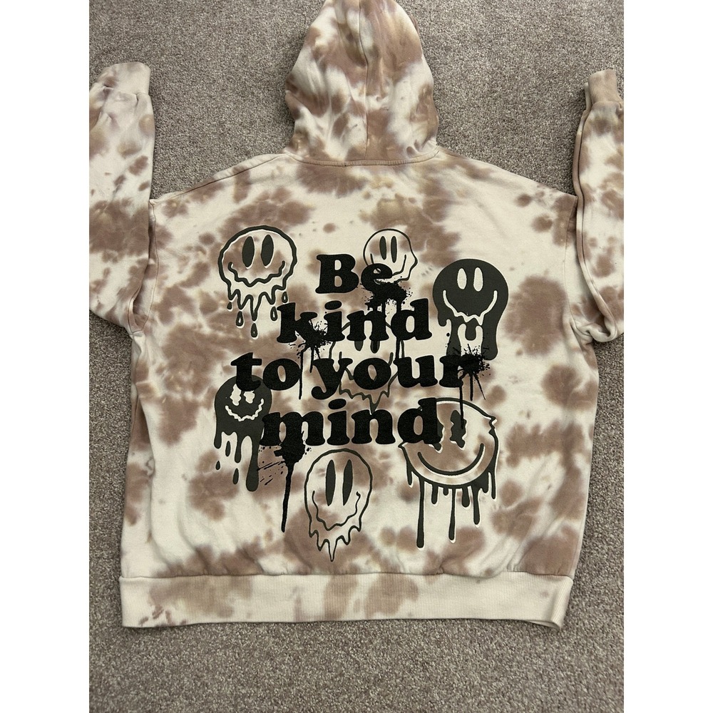 Y2K Vintage Aesthetic Charlotte Russe Hoodie Women Medium Tan Tie Dye Excellent